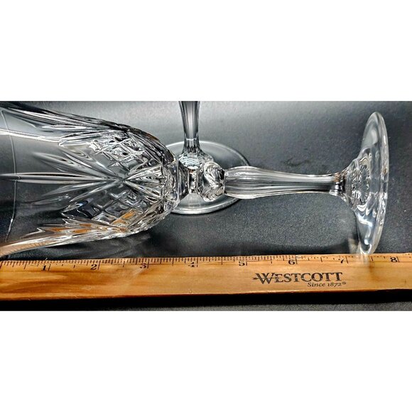 2 RCR Overture Wine Glasses 7.5" diamond fan cut pattern elegant regency Italy - Picture 8 of 10